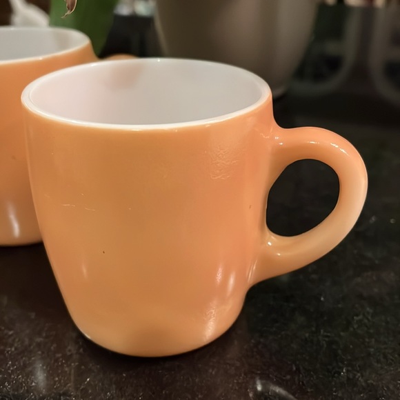 Vintage Hazel Atlas Beige / Brown Milk Glass Coffee Mug - Set of 2 - Picture 5 of 6